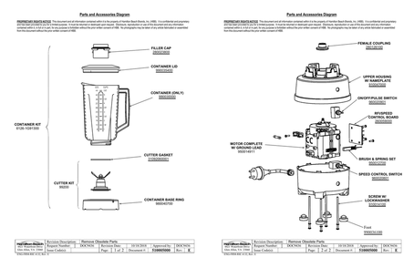 Diagram Diagram and Parts List for 1G91300-UK  Hamilton Beach Blender